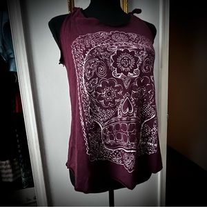 American Apparel Burgundy Skull Tank
